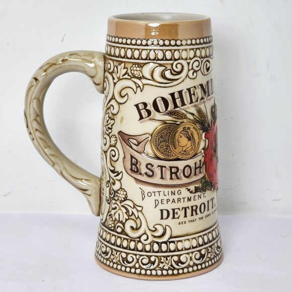 Bohemian B. Stroh's Heritage IV Collectors Ceramic Beer Stein Detroit Michigan - Picture 6 of 10